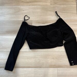 Panoply Elegant Black Embellished Crop Top
